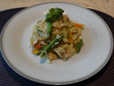 Rizoto s červenou čočkou a zeleninou