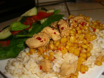 Kuře na kari s kukuřicí