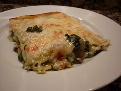 Těstoviny se špenátem a smetanou