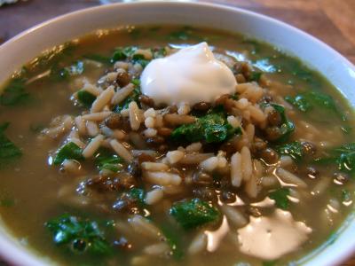 Vločková polévka se špenátem