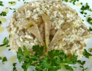 Krémové rizoto s artyčoky a slaninou   